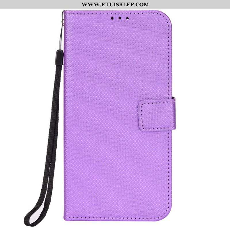 Etui Folio do iPhone 14 z Łańcuch Stylowa Sztuczna Skóra Z Paskami